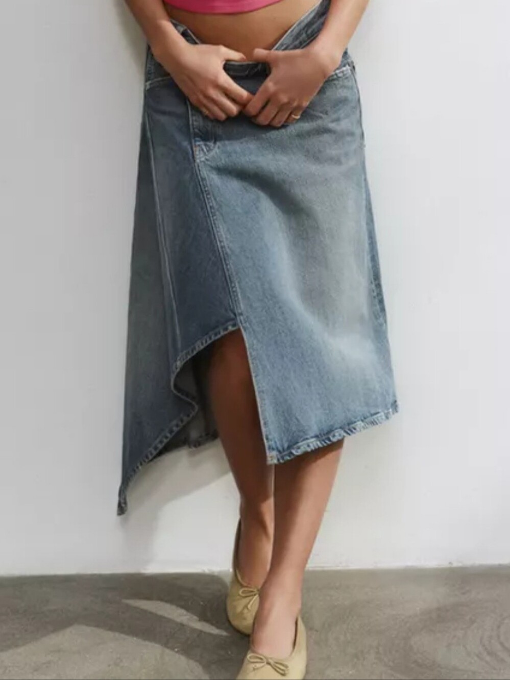 Zara Asymmetric Denim Midi Skirt- NWOT